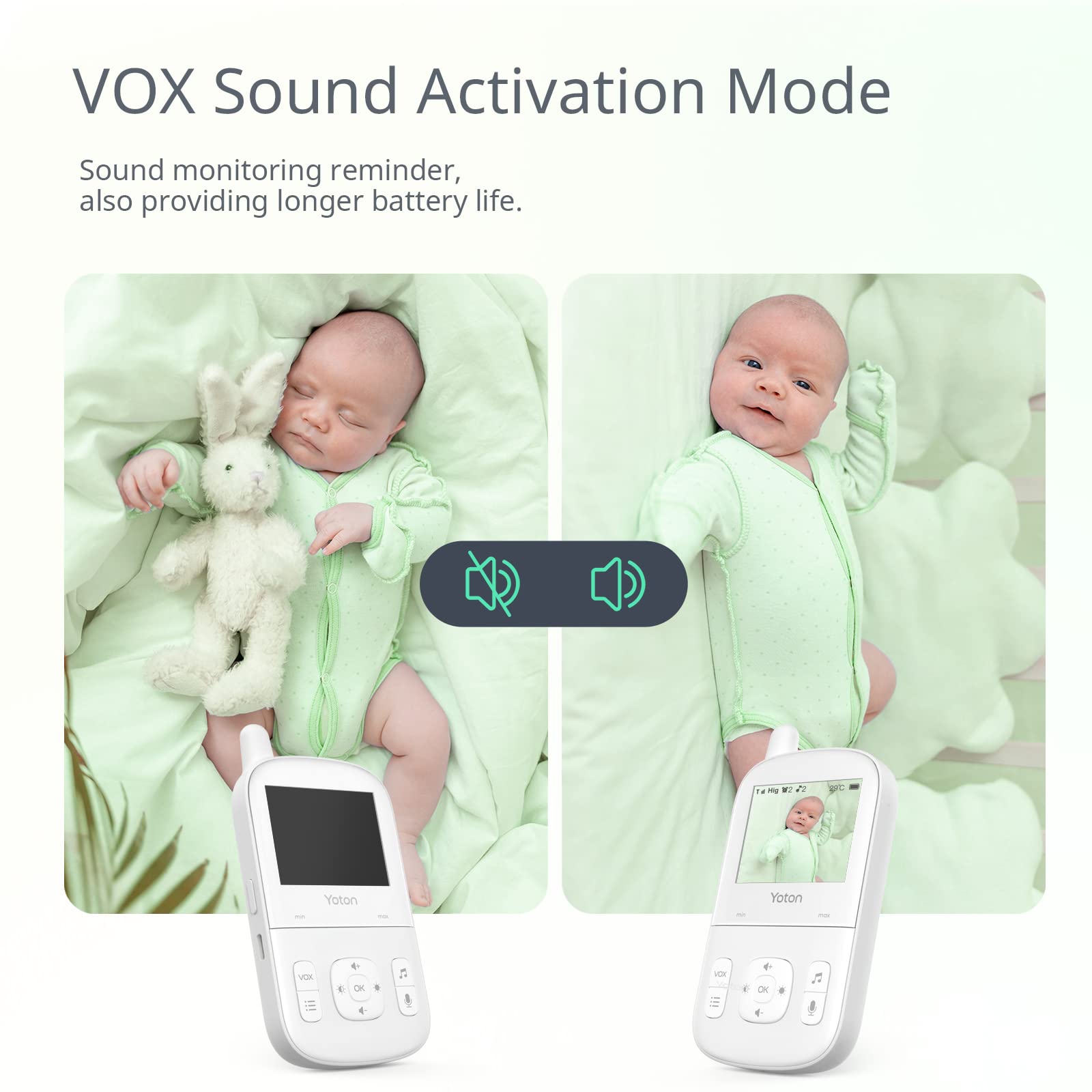 yoton YM04 portable baby monitor vox sound activation mode