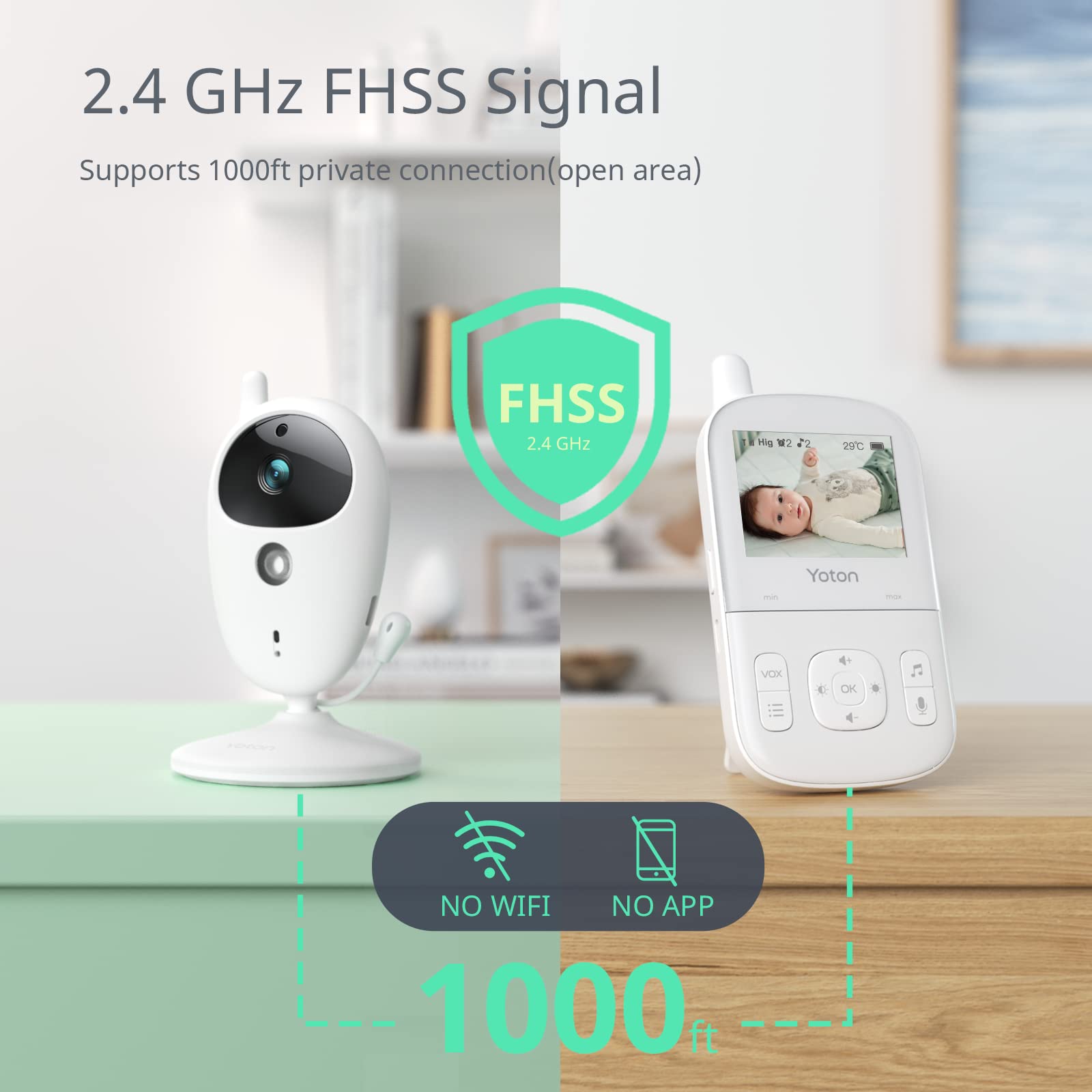 yoton YM04 portable baby monitor 2.4GHz FHSS Signal