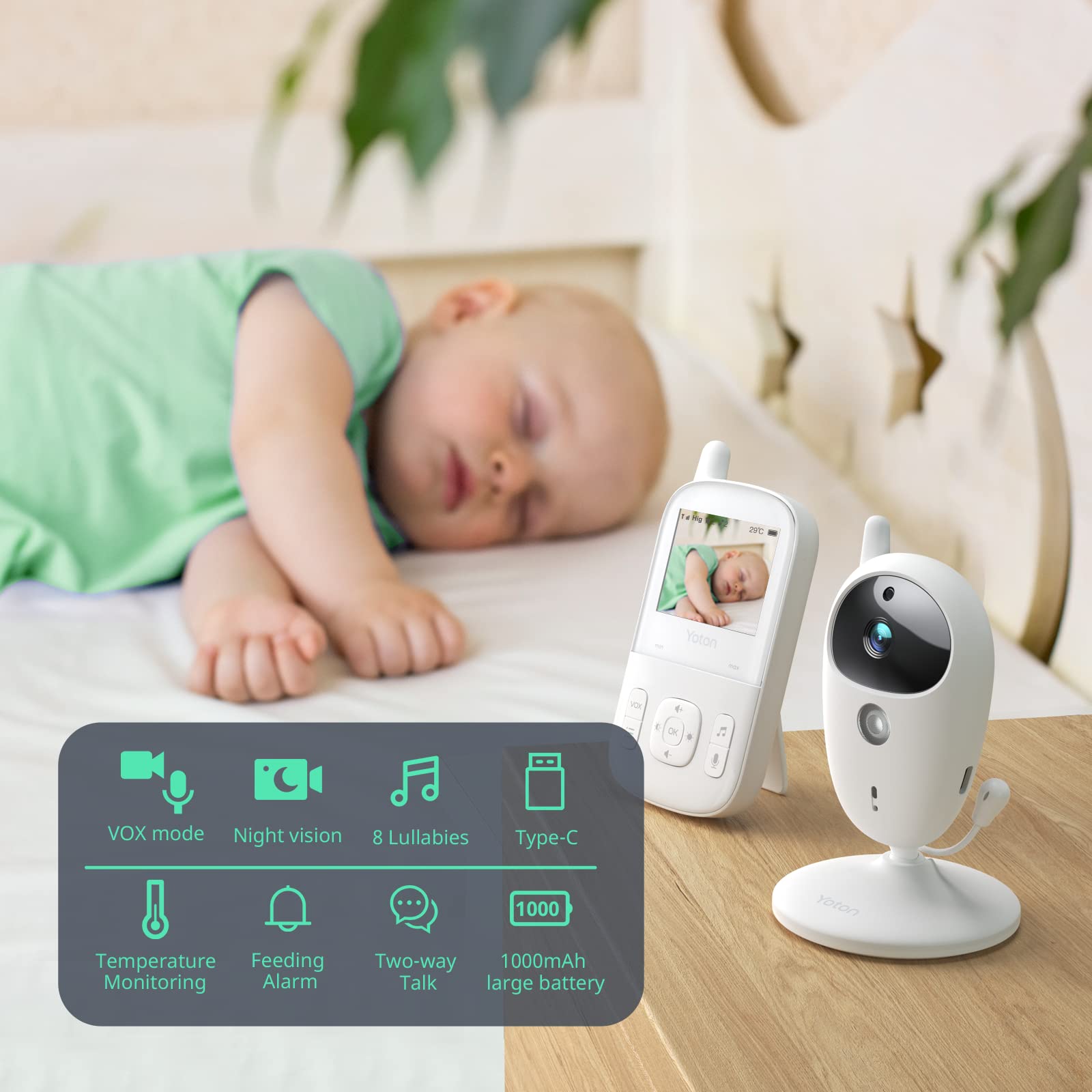 yoton YM04 portable baby monitor multiple features